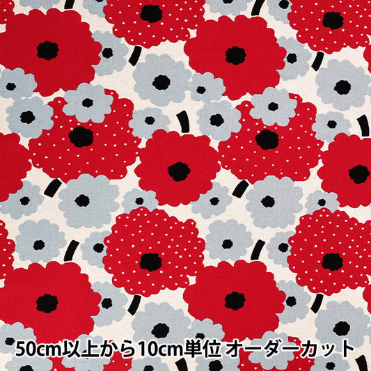 【数量5起】 織物 布棉麻帆布金盏花红色UP5970-A" COTTON KOBAYASHI