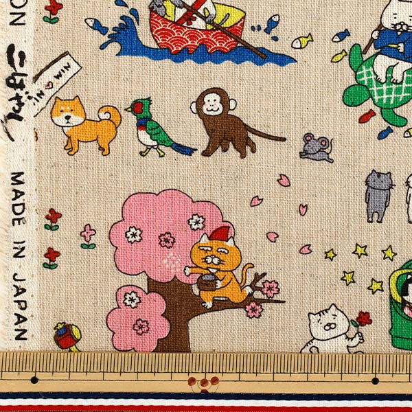 [Количество от 5] Ткань «Хлопок Лен Холст Old Tale Cat Natural KTS7152-A" COTTON KOBAYASHI