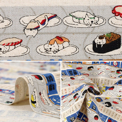 [Количество от 5] Ткань "Хлопок хлопок лен холст Конвейерная лента суши кот синий KTS7162-A" COTTON KOBAYASHI