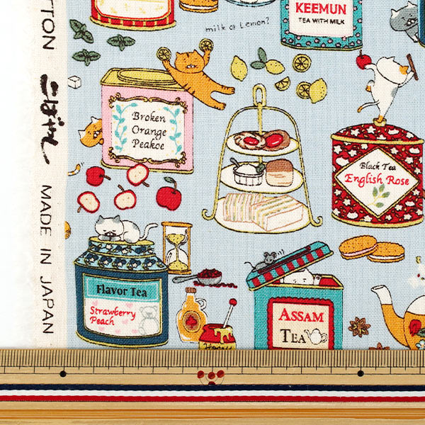 [Количество от 5] Ткань "Хлопок лен холст чайный кот саксофон KTS7163-C" COTTON KOBAYASHI
