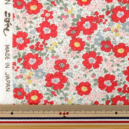 【数量5から】 生地 『リップルプリント 小花 レッド KTS7186-A』 COTTON KOBAYASHI コットンこばやし 小林繊維