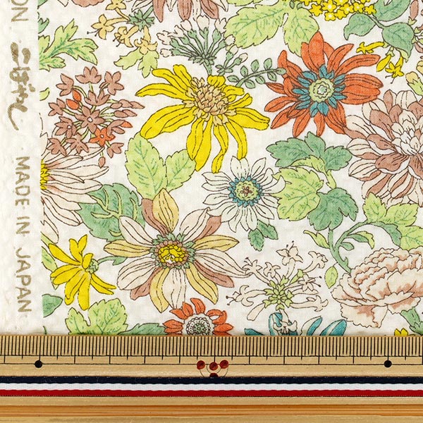 【数量5から】 生地 『リップルプリント 花柄 イエロー KTS7193-A』 COTTON KOBAYASHI コットンこばやし 小林繊維