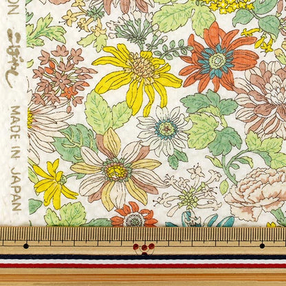 【数量5から】 生地 『リップルプリント 花柄 イエロー KTS7193-A』 COTTON KOBAYASHI コットンこばやし 小林繊維