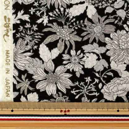 【数量5から】 生地 『リップルプリント 花柄 ブラック KTS7195-A』 COTTON KOBAYASHI コットンこばやし 小林繊維