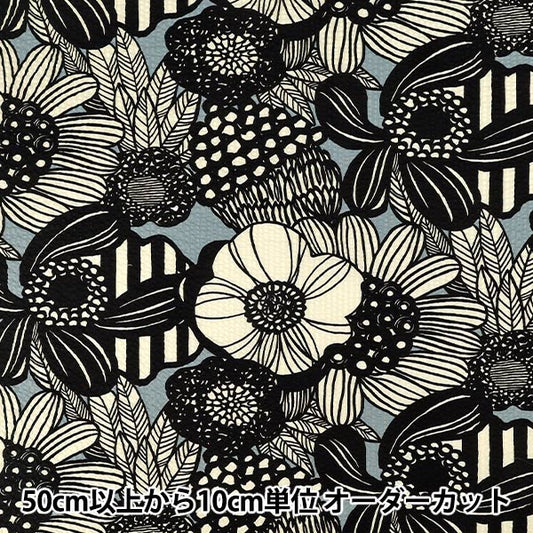 [Cantidad desde 5] Tela "impresión ondulada Flores artificiales Mizuiro KTS7200-A” COTTON KOBAYASHI