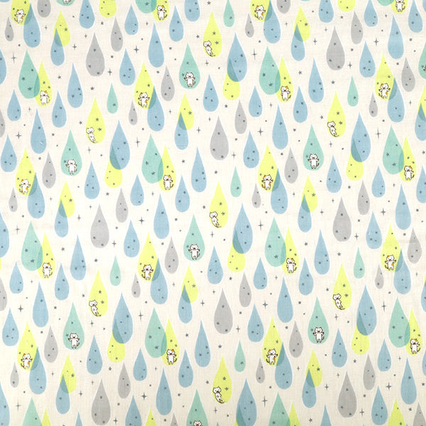 【数量5から】 生地 『Wガーゼ 雫猫 ブルー KTS7165-B』 COTTON KOBAYASHI コットンこばやし 小林繊維