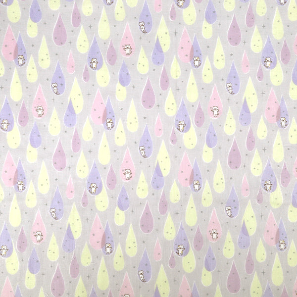 【数量5から】 生地 『Wガーゼ 雫猫 グレー KTS7165-D』 COTTON KOBAYASHI コットンこばやし 小林繊維