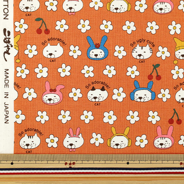 [الكمية من 5] الأقمشة "قطن قماش أرنب قطة برتقالية KTS7178-B” COTTON KOBAYASHI
