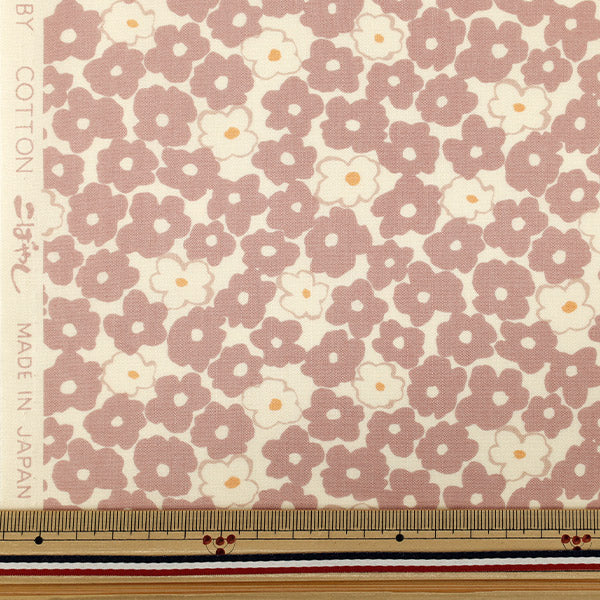 [Anzahl ab 5] Stoff "Breiter Stempel „Blumenrosa KTS7171-A“ COTTON KOBAYASHI