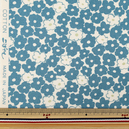 【数量5から】 生地 『ブロード スタンプフラワー ブルー KTS7171-B』 COTTON KOBAYASHI コットンこばやし 小林繊維
