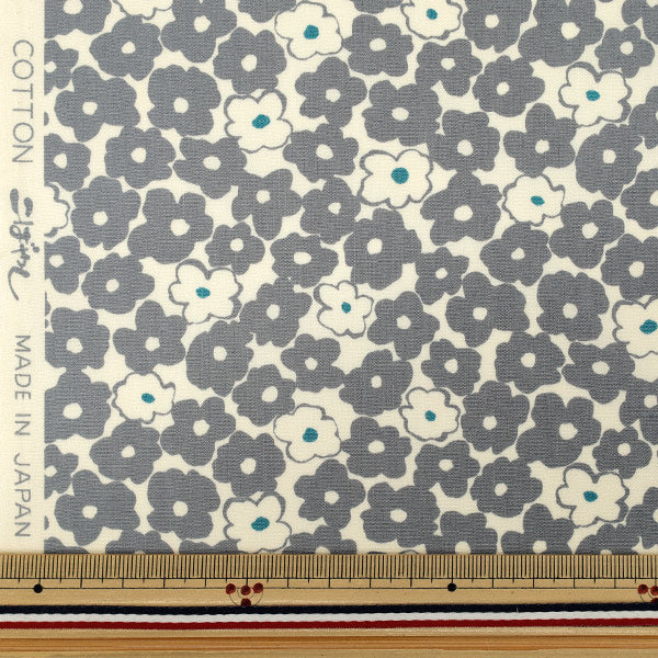 [الكمية من 5] الأقمشة "ختم عريض على شكل زهرة رمادية KTS7171-C” COTTON KOBAYASHI