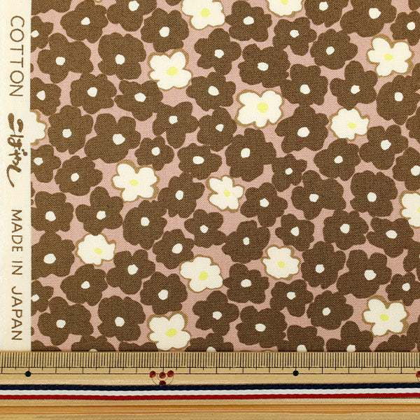【数量5から】 生地 『ブロード スタンプフラワー ベージュピンク地 KTS7171-D』 COTTON KOBAYASHI コットンこばやし 小林繊維
