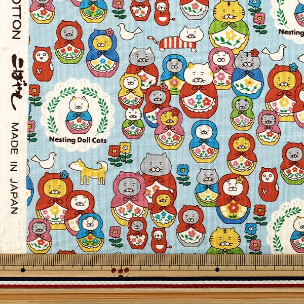 【수량 5부터】 천・원단 "코튼캔버스 고양이 요시카 색소폰 KTS7177-C』 COTTON KOBAYASHI