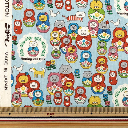 【수량 5부터】 천・원단 "코튼캔버스 고양이 요시카 색소폰 KTS7177-C』 COTTON KOBAYASHI