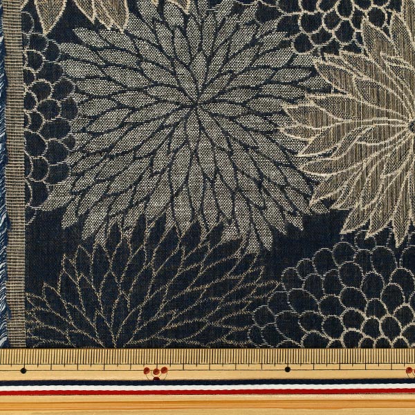 【数量5から】 生地 『二重織ジャガード 菊重ね ネイビー KTS7156-B』 COTTON KOBAYASHI コットンこばやし 小林繊維