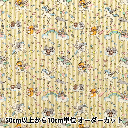 【数量5起】 織物 "棉帆布梦川猫黄色KTS7166-C COTTON KOBAYASHI
