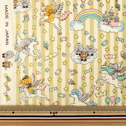 [Quantità da 5] Tessuto "Tela di cotone Gatto Yumekawa Giallo KTS7166-C” COTTON KOBAYASHI