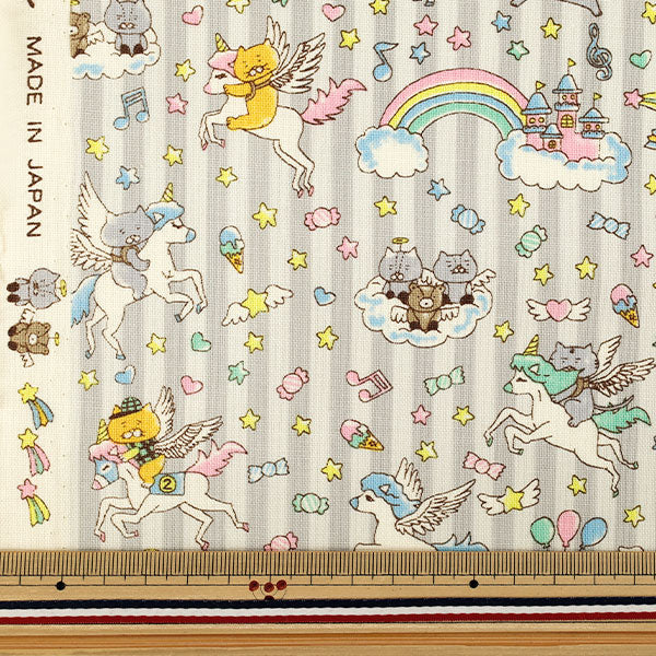 [Quantity from 5] Fabric "Cotton Canvas Yumekawa Cat Gray KTS7166-E” COTTON KOBAYASHI