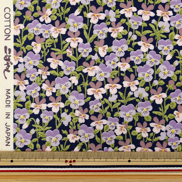 [Cantidad desde 5] Tela "Viola ancha Azul marino x Púrpura KTS7125-E” COTTON KOBAYASHI