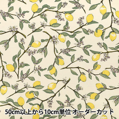 [Cantidad desde 5] Tela "Sarga con ramas limón marfil KTS7172-A” COTTON KOBAYASHI