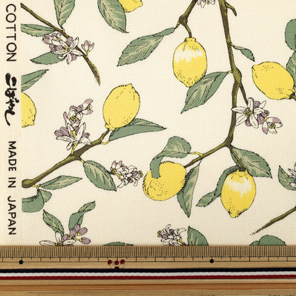 [Cantidad desde 5] Tela "Sarga con ramas limón marfil KTS7172-A” COTTON KOBAYASHI