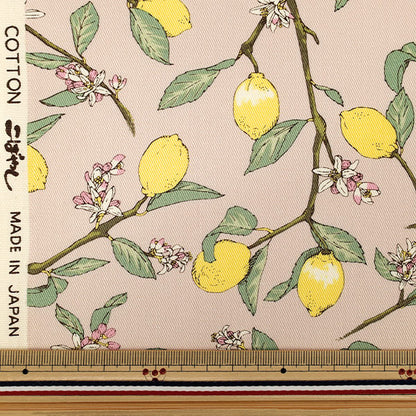 【수량 5부터】 천・원단 "능직 가지가 달린 레몬 핑크 KTS7172-B』 COTTON KOBAYASHI