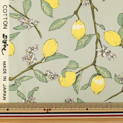 【数量5から】 生地 『ツイル 枝付きレモン グリーン KTS7172-D』 COTTON KOBAYASHI コットンこばやし 小林繊維