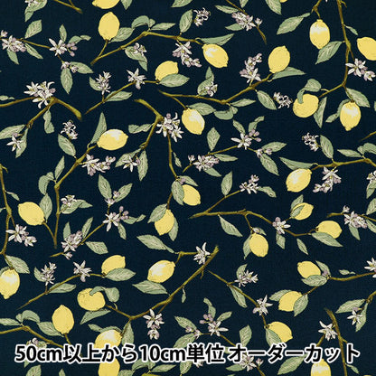 [数量5起] 织物 "斜纹树枝柠檬海军蓝 KTS7172-E” COTTON KOBAYASHI