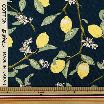 [数量5起] 织物 "斜纹树枝柠檬海军蓝 KTS7172-E” COTTON KOBAYASHI