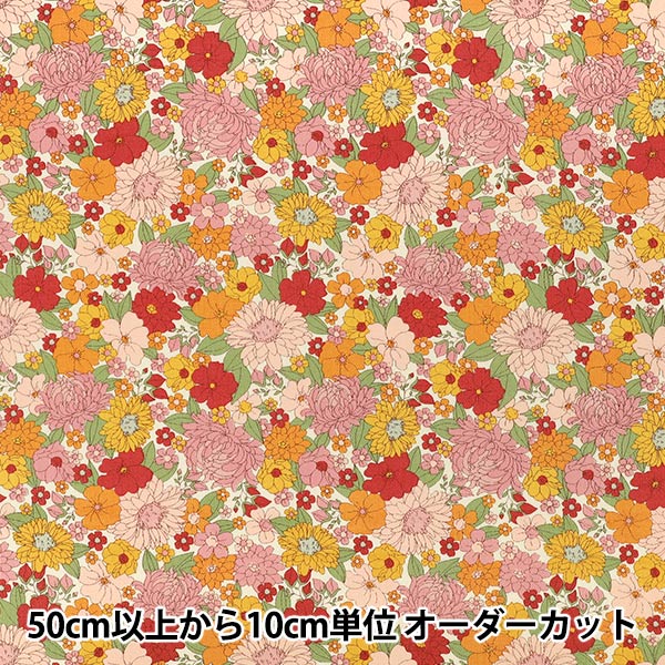 [الكمية من 5] الأقمشة "نسيج قطني طويل بنمط زهور وردي KTS7179-A” COTTON KOBAYASHI