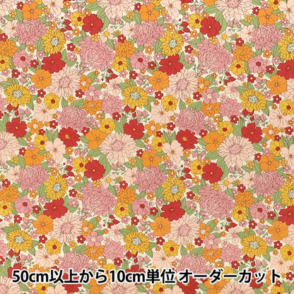[الكمية من 5] الأقمشة "نسيج قطني طويل بنمط زهور وردي KTS7179-A” COTTON KOBAYASHI
