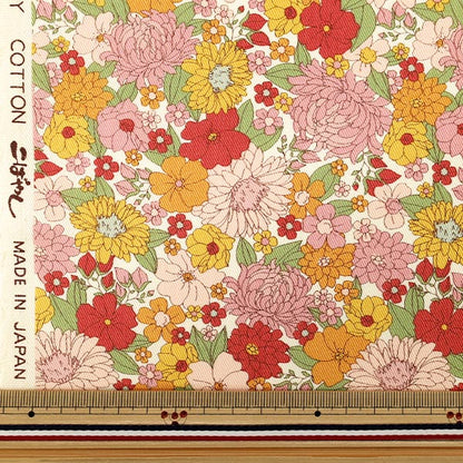 [الكمية من 5] الأقمشة "نسيج قطني طويل بنمط زهور وردي KTS7179-A” COTTON KOBAYASHI