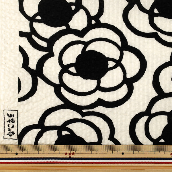[Quantità da 5] Tessuto "Tessuto Uhayako con stampa ondulata Cameliya Shiro UP9006-A” COTTON KOBAYASHI