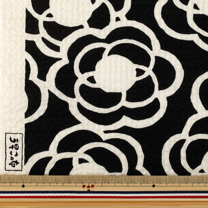[Quantità da 5] Tessuto "Tessuto Uhayako Stampa ondulata Cameliya Nero UP9006-B” COTTON KOBAYASHI