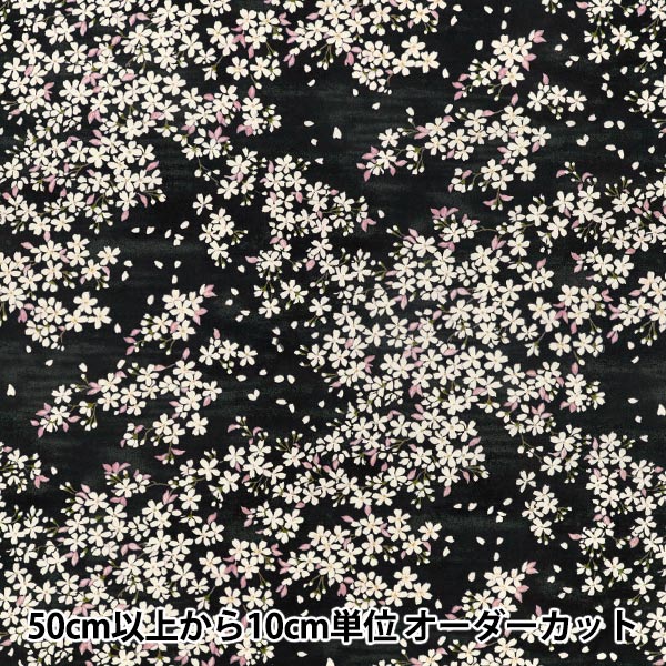 [Anzahl ab 5] Stoff "„Breites Sakura-Schwarz KTS7195-E“ COTTON KOBAYASHI