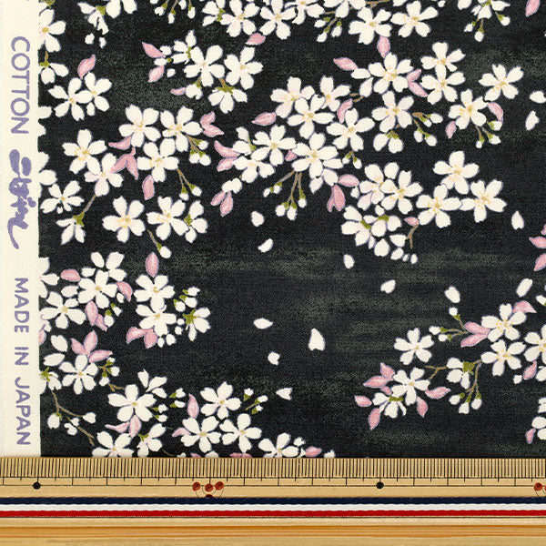 [Anzahl ab 5] Stoff "„Breites Sakura-Schwarz KTS7195-E“ COTTON KOBAYASHI