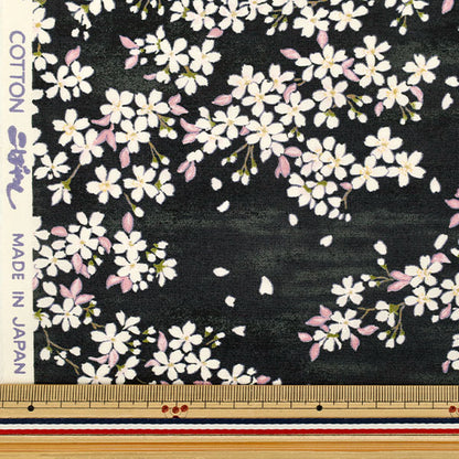 [Anzahl ab 5] Stoff "„Breites Sakura-Schwarz KTS7195-E“ COTTON KOBAYASHI