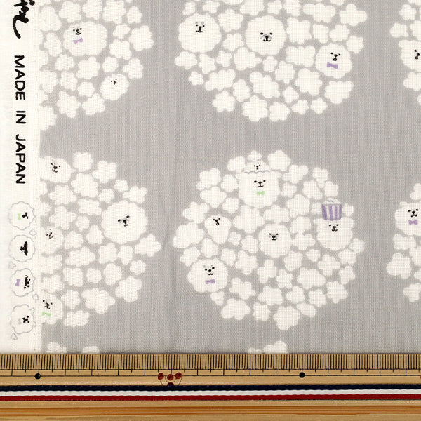 [Anzahl ab 5] Stoff "„Double Gauze Popcorn Dog Hellgrau KTS7188-F“ COTTON KOBAYASHI