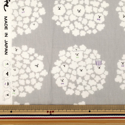 [Anzahl ab 5] Stoff "„Double Gauze Popcorn Dog Hellgrau KTS7188-F“ COTTON KOBAYASHI