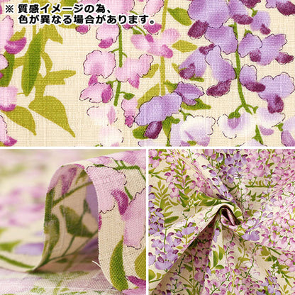 [Anzahl ab 5] Stoff "Southern Cross Glyzinien-Blumenmuster Schwarz KTS7191-E“ COTTON KOBAYASHI