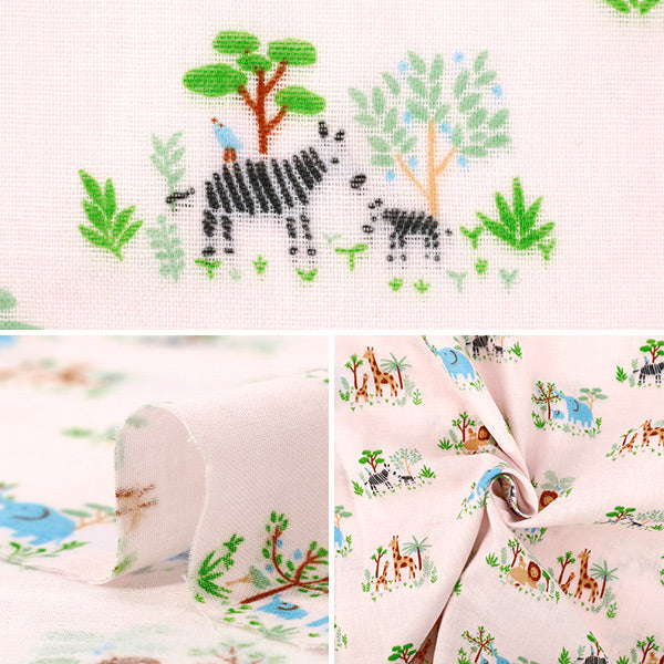 [Quantité à partir de 5] Tissu 『double gaze Oyako Animal Rose DOA-PK"