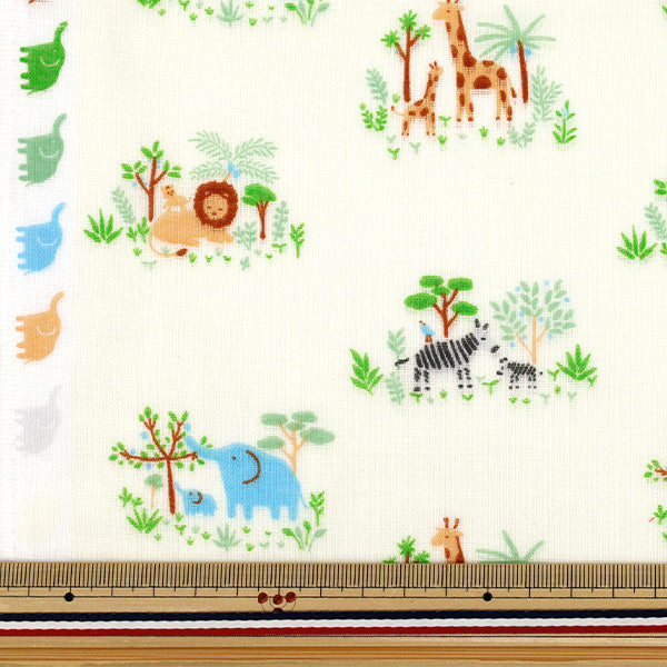 [Quantité à partir de 5] Tissu 『double gaze Oyako Animal Jaune DOA-YE"