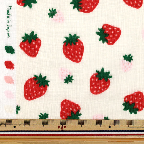 [Anzahl ab 5] Stoff 『Doppelgaze Korokoro Erdbeercreme DKI-CR"