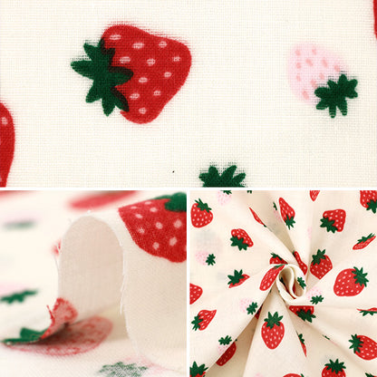 [Anzahl ab 5] Stoff 『Doppelgaze Korokoro Erdbeercreme DKI-CR"