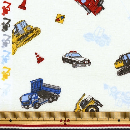 [Quantity starting from 5] Fabric 『Scare Print Print Working Car White SP2411-11A"