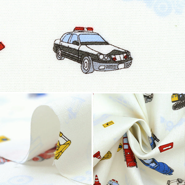 [Quantity starting from 5] Fabric 『Scare Print Print Working Car White SP2411-11A"