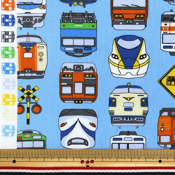 [Cantidad a partir de 5] Tela 『tela de tejido liso Train impreso Sky Blue SP2411-12B"