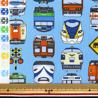 [Cantidad a partir de 5] Tela 『tela de tejido liso Train impreso Sky Blue SP2411-12B"