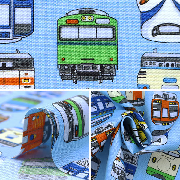 [Cantidad a partir de 5] Tela 『tela de tejido liso Train impreso Sky Blue SP2411-12B"