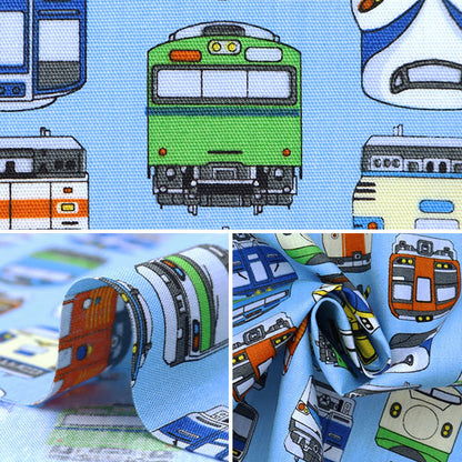 [Cantidad a partir de 5] Tela 『tela de tejido liso Train impreso Sky Blue SP2411-12B"